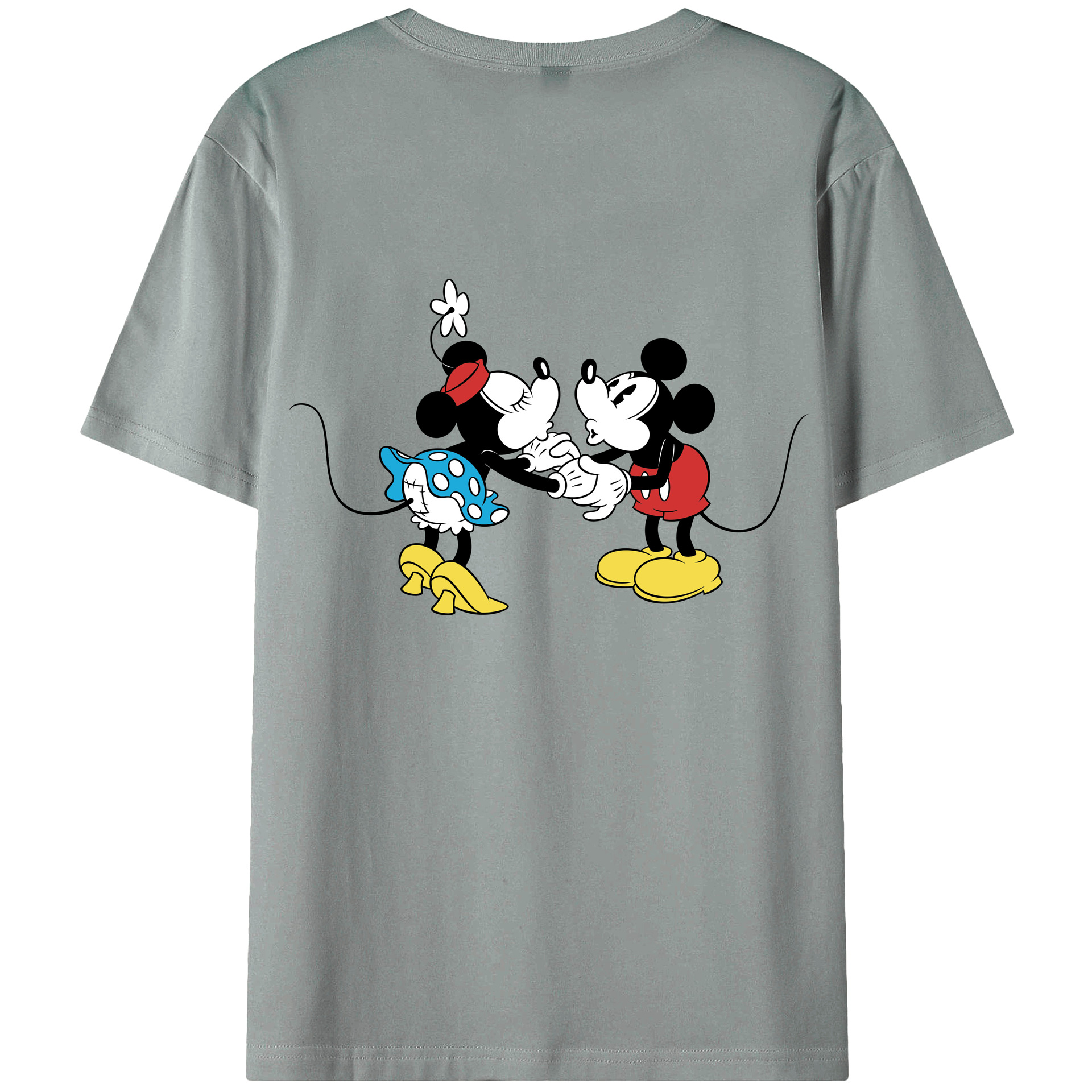 ミッキーマウス Mickey Mouse 綿100％ メンズ半袖Tシャツ（バックプリント） 通気性